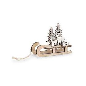 APPENDINO BABBO NATALE CON SLITTA LEGNO CM.10