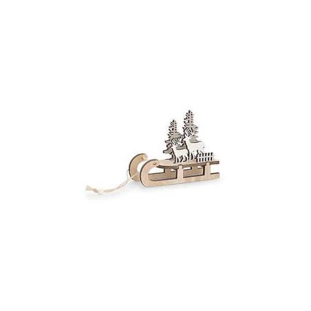 APPENDINO BABBO NATALE CON SLITTA LEGNO CM.10