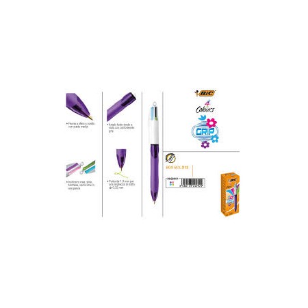 BIRO BIC 4 COLOURS GRIP FASH PZ12