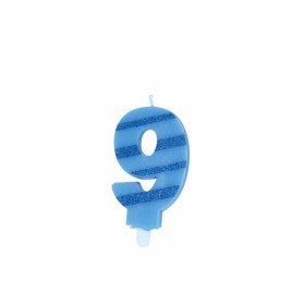 CANDELE GLITTER AZZURRE N. 9