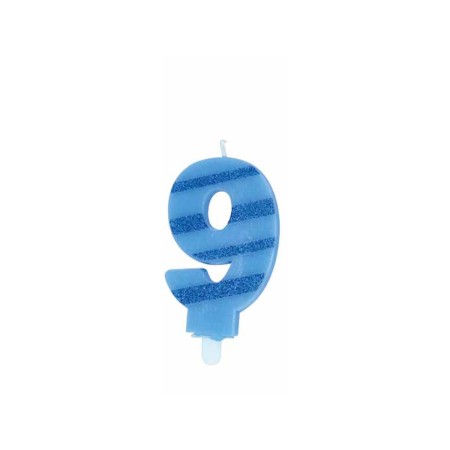 CANDELE GLITTER AZZURRE N. 9