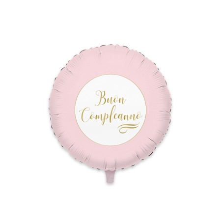 PALLONCINI MYLAR TONDO 45CM B. COMPLEANNO ROSA