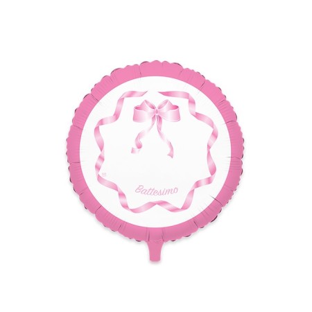 PALLONCINI MYLAR TONDO 60CM BATTESIMO ROSA