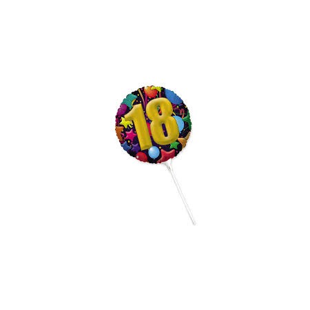MYLAR TONDO CM. 25 COMPLEANNO 18 ANNI CRAZY CON AST