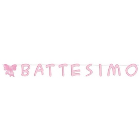 KIT SCRITTA MAXI BATTESIMO ROSA