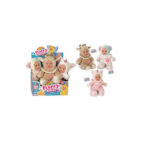 BAMBOLA FLUFFY VESTITO UNICORNO/GIRAFFA/ORSO PZ.4