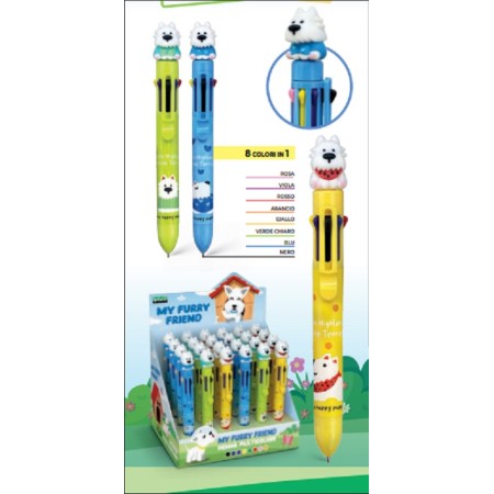 BIRO 8 COLORI FURRY FRIEND PZ.24