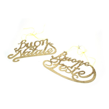 BUON NATALE+BUONE FESTE 25.5X16.5CM.ORO 2ASS..