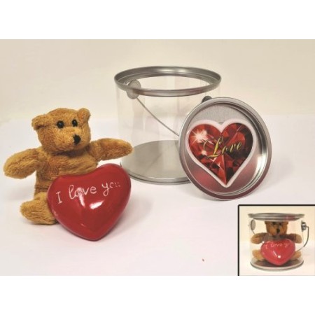 SCATOLA CON CUORICINI LED E ORSETTO