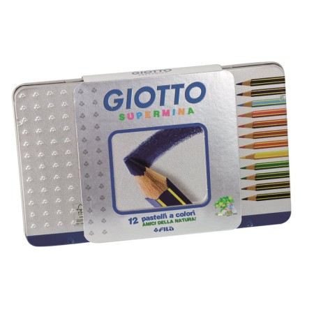 PASTELLI GIOTTO SUPERMINA 12 PZ SCATOLA METALLO