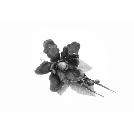 MAGNOLIA C/CLIP  GLITTER ARGENTO 25X5CM.