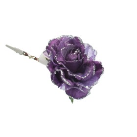 ROSA C/CLIP DIAM.9CM  VIOLA.