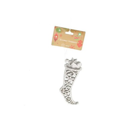 PENDENTE STIVALE GLITTER ARGENTO