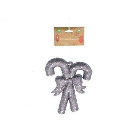 PENDENTE BASTONI FIOCCO GLITTER ARGENTO