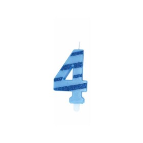 CANDELE GLITTER AZZURRE N. 4