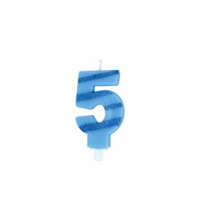 CANDELE GLITTER AZZURRE N. 5