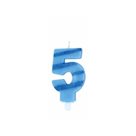 CANDELE GLITTER AZZURRE N. 5