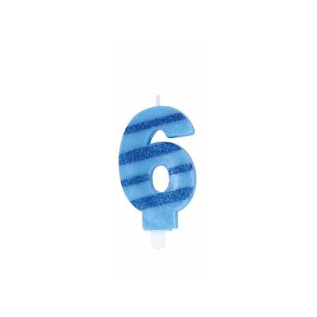 CANDELE GLITTER AZZURRE N. 6