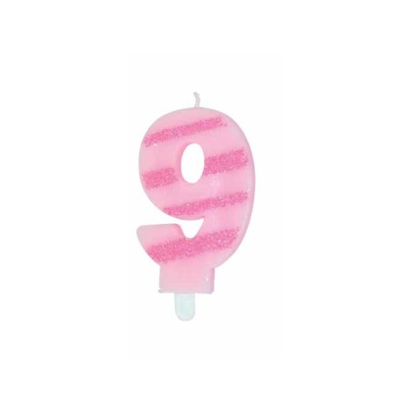 CANDELE GLITTER ROSA N. 9