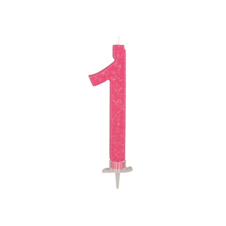 CANDELE GLITTER CM 12 ROSA N1