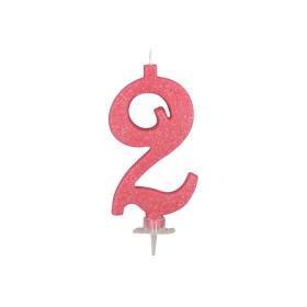 CANDELE GLITTER CM 12 ROSA N2