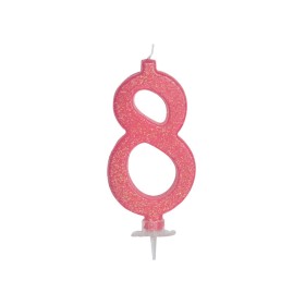 CANDELE GLITTER CM 12 ROSA N8