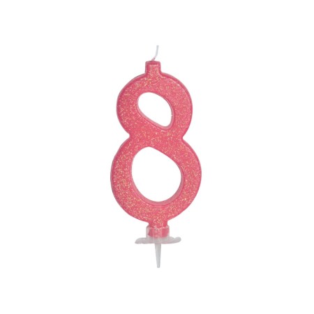 CANDELE GLITTER CM 12 ROSA N8