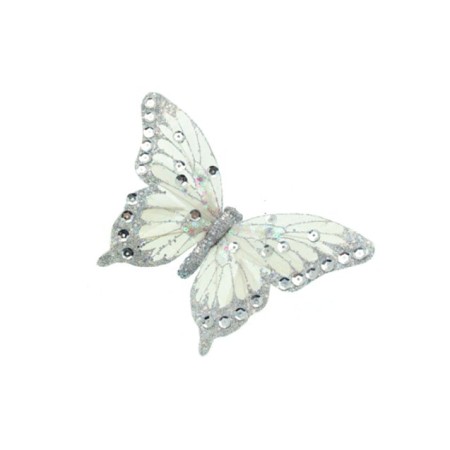 FARFALLA ARGENTO CON CLIP 16CM