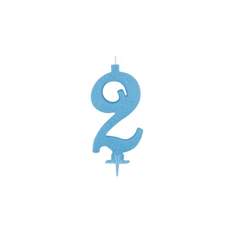 CANDELE GLITTER CM 12 AZZURRE N2
