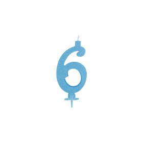 CANDELE GLITTER CM 12 AZZURRE N6