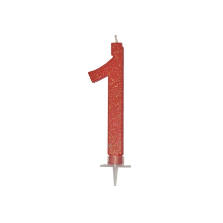 CANDELE GLITTER CM 12 ROSSE N1