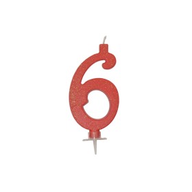 CANDELE GLITTER CM 12 ROSSE N6