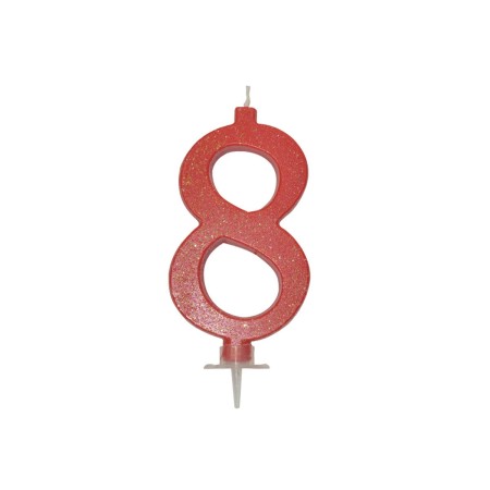 CANDELE GLITTER CM 12 ROSSE N8