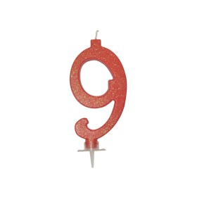 CANDELE GLITTER CM 12 ROSSE N9