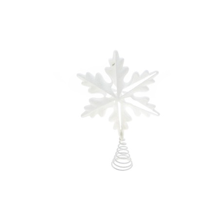 PUNTALE FIOCCO DI NEVE GLITTER BIANCO 20CM.