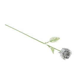 ROSA GAMBO LUNGO GLITTER 50CM ARGENTO