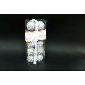 BOX 10 SFERE 6CM DECORO YZ009 ARGENTO