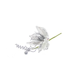FIORE GAMBO CORTO BIANCO/ARGENTO.