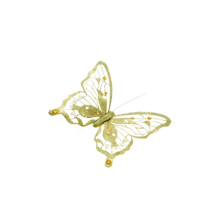 FARFALLA GLITTER ORO C/CLIP 22CM.