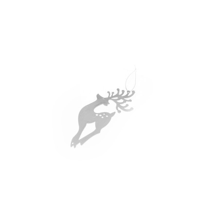 DECORAZIONE METALLO 7X17CM RENNA COL ARGENTO.