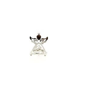 P/TEALIGHT METALLO 9X11CM ANGELO COL ARGENTO