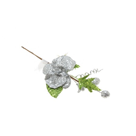 PICK ORCHIDEA C/3 FOGLIE GAMBO CORTO ARGENTO