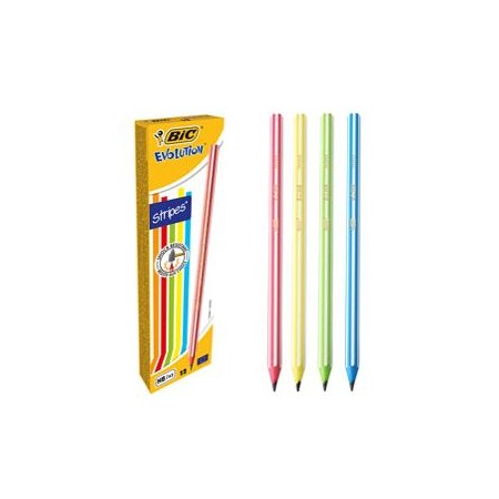 MATITE BIC EVOLUTION STRIPES HB 1DZ