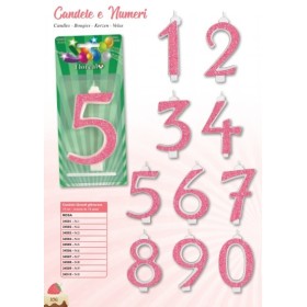 CANDELE GRANDI ROSA GLITTER N.0