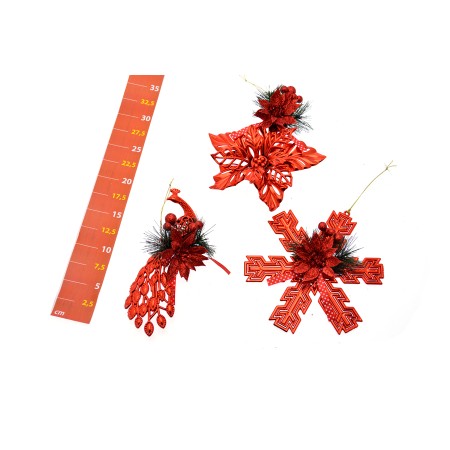 APPENDINO ROSSO C/FIORE IN DISPLAY BOX 3ASS FIORE-FIOCCO DI NEVE-PAVON