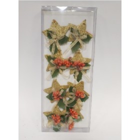 8 STELLE ORO GLITTER CM 12 C\DEC.- FA-36318