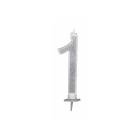CANDELE GLITTER CM 12 ARGENTO N1