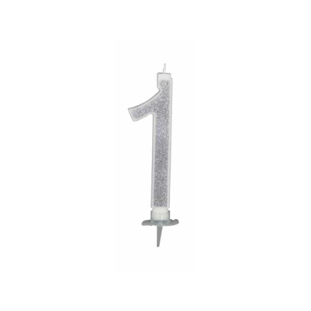 CANDELE GLITTER CM 12 ARGENTO N1