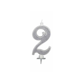 CANDELE GLITTER CM 12 ARGENTO N2
