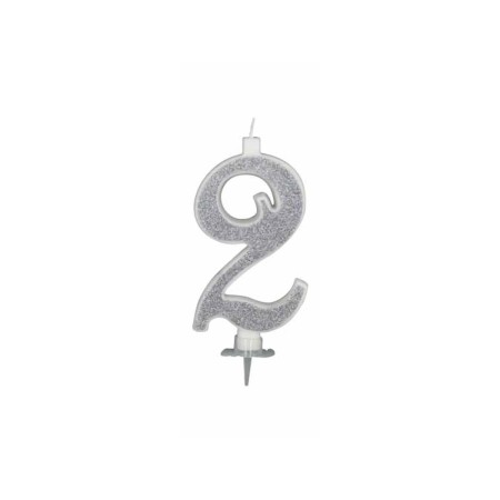 CANDELE GLITTER CM 12 ARGENTO N2
